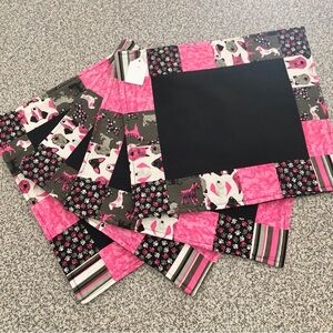 New Set of 4 Handmade Sewn Quilted Pet Themed Counter Table Puppy Dog Placemats